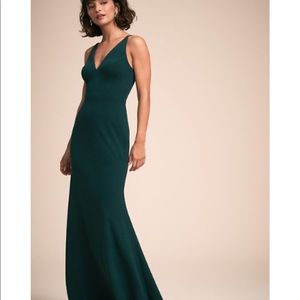 BHLDN Jones dress, dark emerald